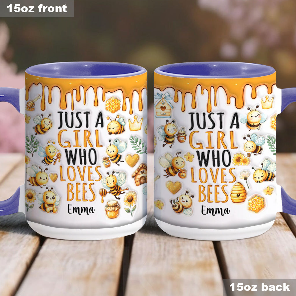 Einfach ein Mädchen, das Bienen liebt – personalisierte Tasse mit Bienenmotiv