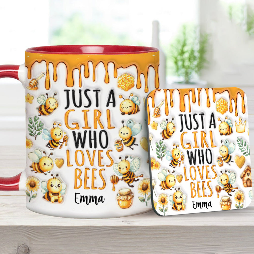 Einfach ein Mädchen, das Bienen liebt – personalisierte Tasse mit Bienenmotiv