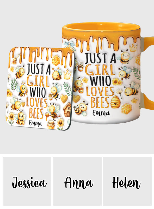 Einfach ein Mädchen, das Bienen liebt – personalisierte Tasse mit Bienenmotiv