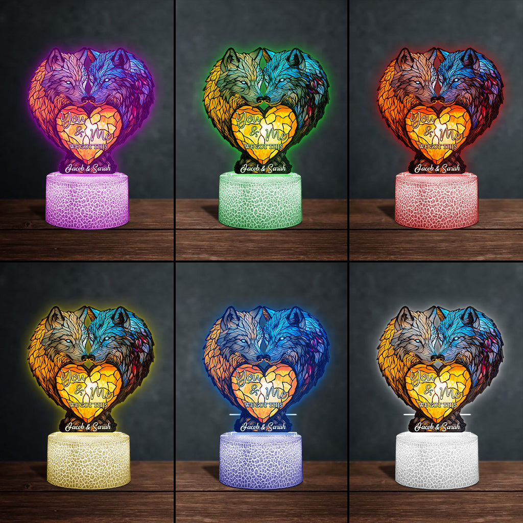 You And Me We Got This - Personalized Wolf Shaped Plaque Light Base