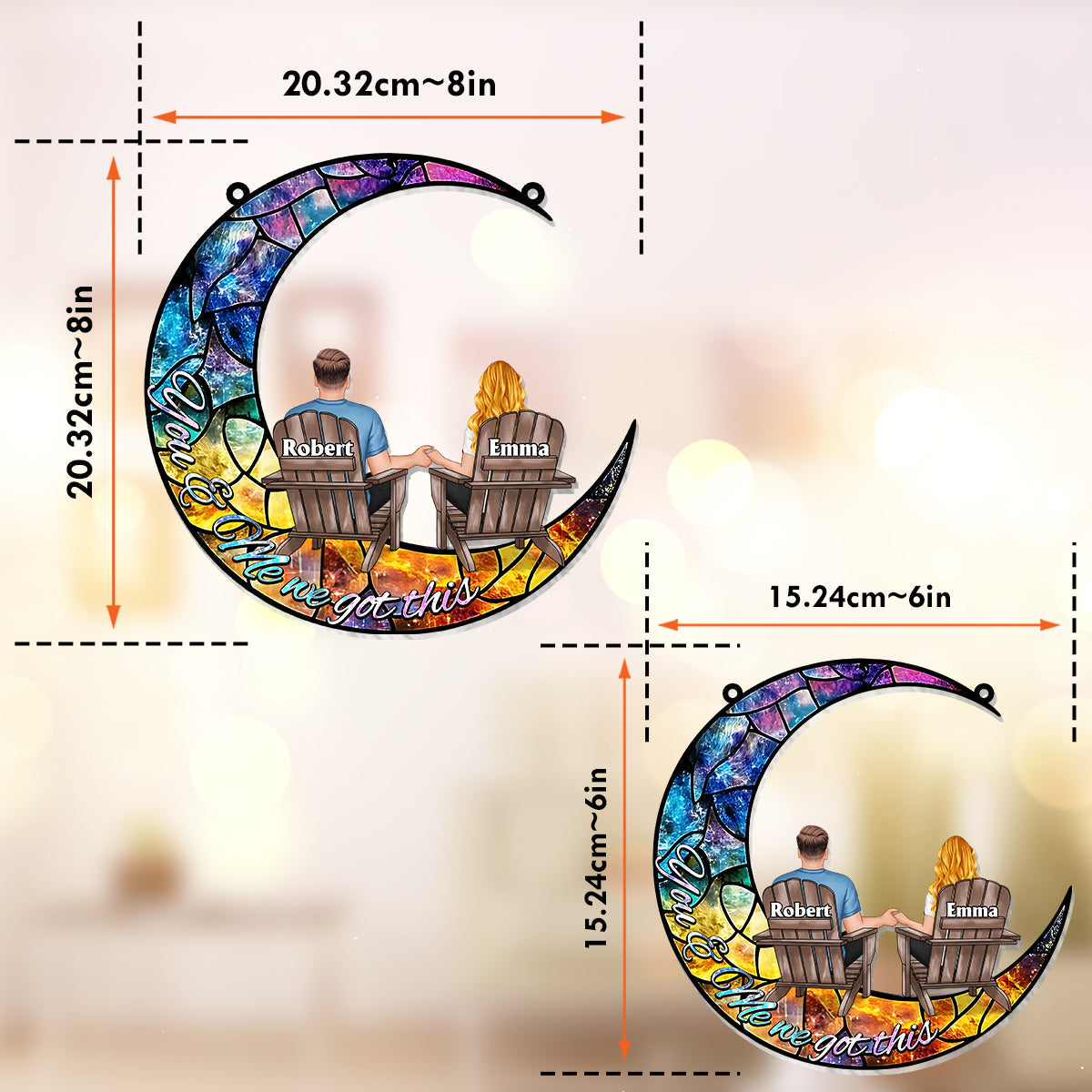 Du und ich, wir schaffen das – Personalisierter Sonnenfänger für Paare zum Aufhängen am Fenster 