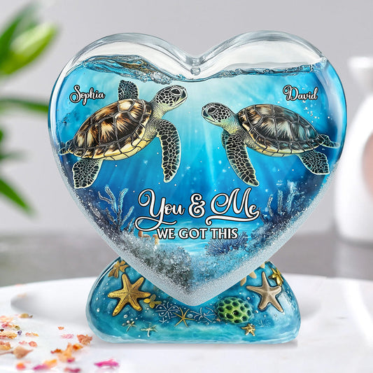 Du und ich, wir schaffen das – personalisierte Acrylplakette in Schildkrötenform