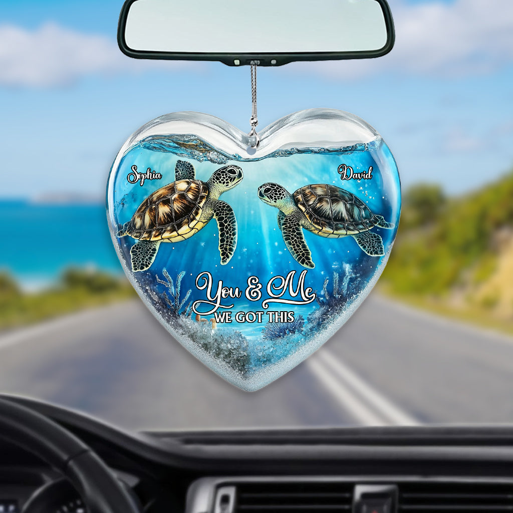 You & Me We Got This - Personalized Turtle Transparent Car Ornament