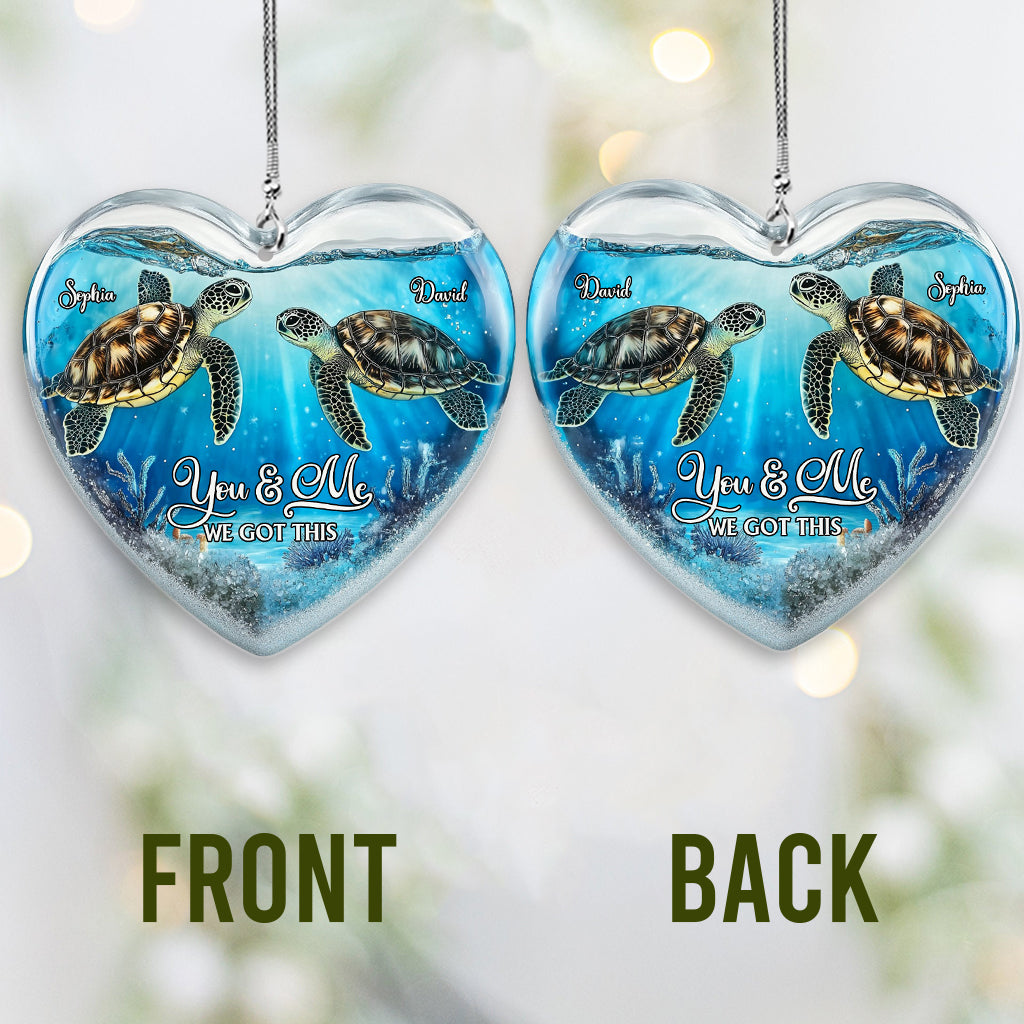 You & Me We Got This - Personalized Turtle Transparent Car Ornament