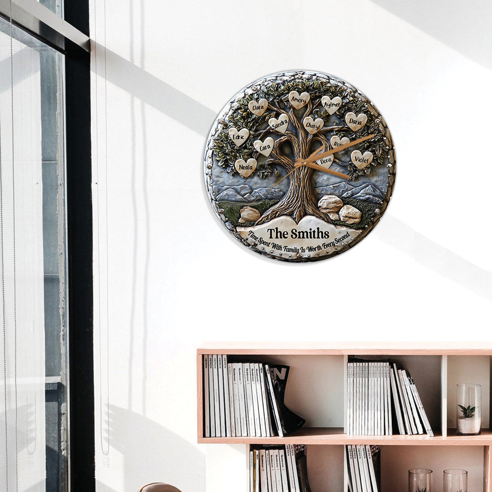 Zeit mit der Familie ist jede Sekunde wert – personalisierte Familienwanduhr