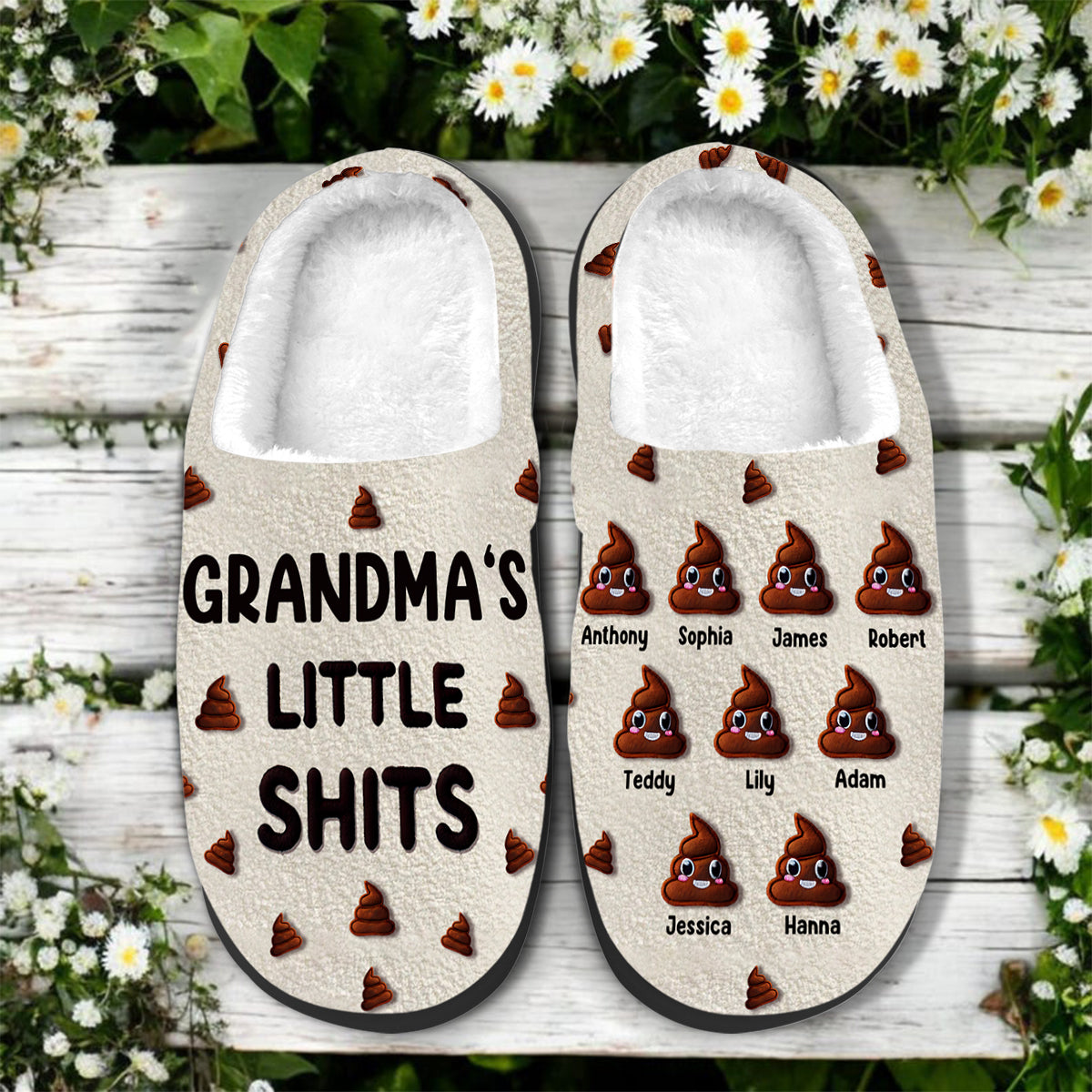 Grandma's Little Shits - Personalized Grandma Slippers