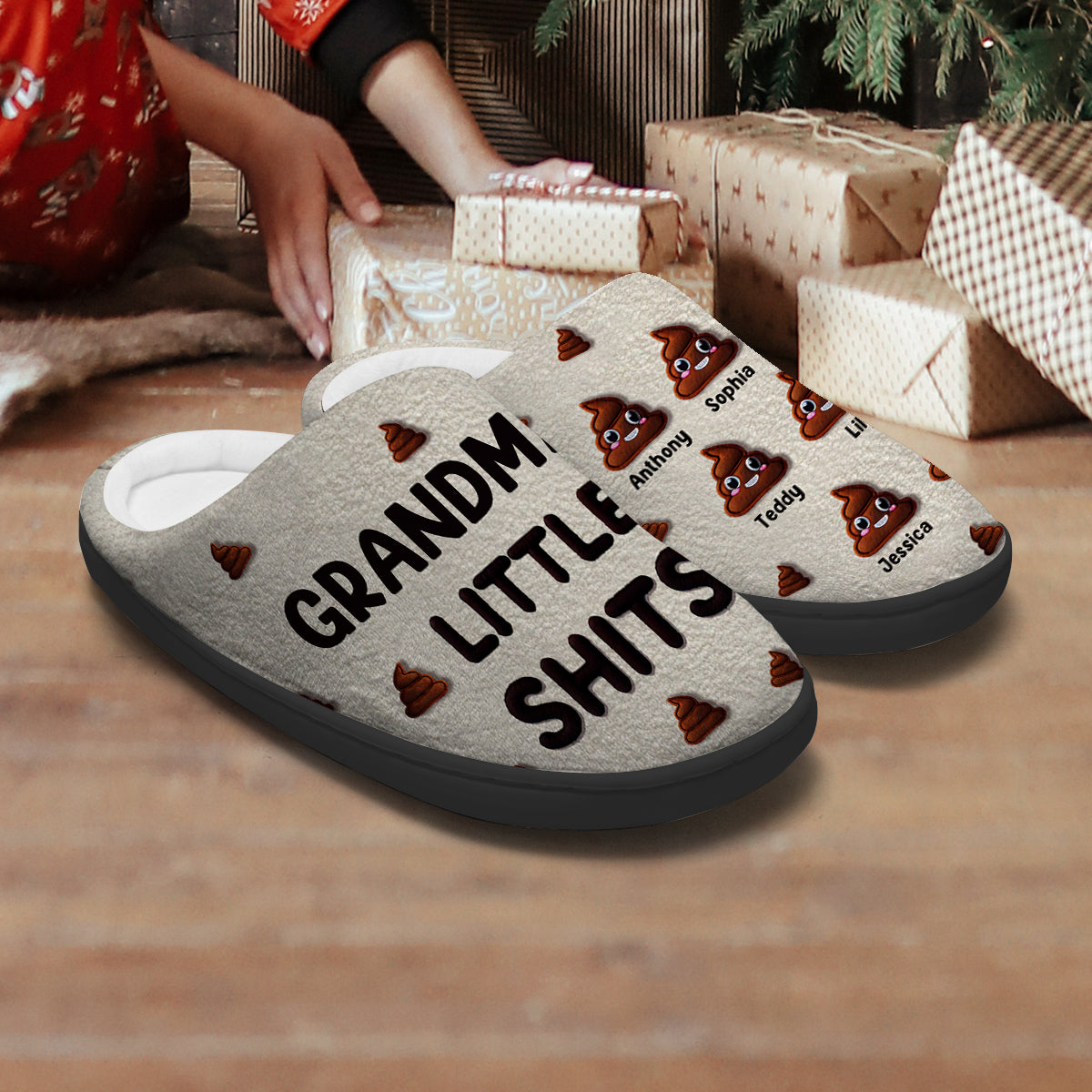 Grandma's Little Shits - Personalized Grandma Slippers