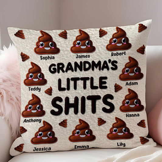 Oma, Nana, Mama, kleine Scheißer – personalisiertes Oma-Kissen