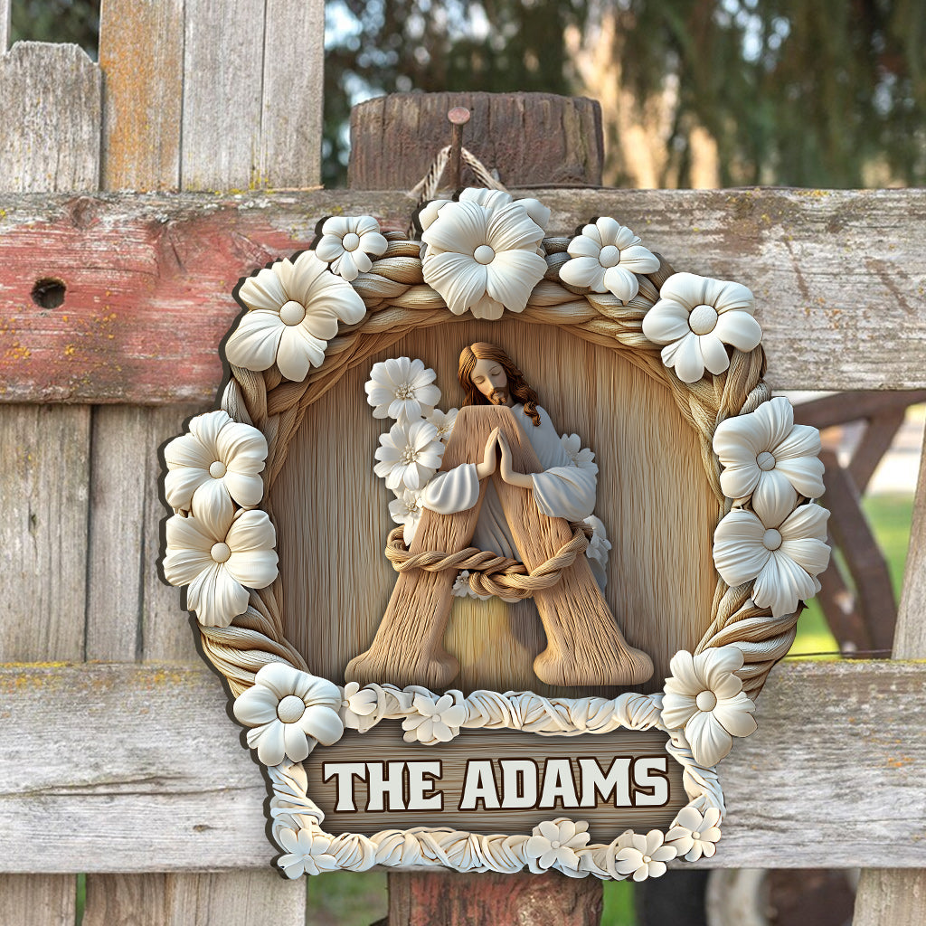 Gott segne dieses Haus und alle, die es betreten – personalisiertes christliches Holzschild in individueller Form