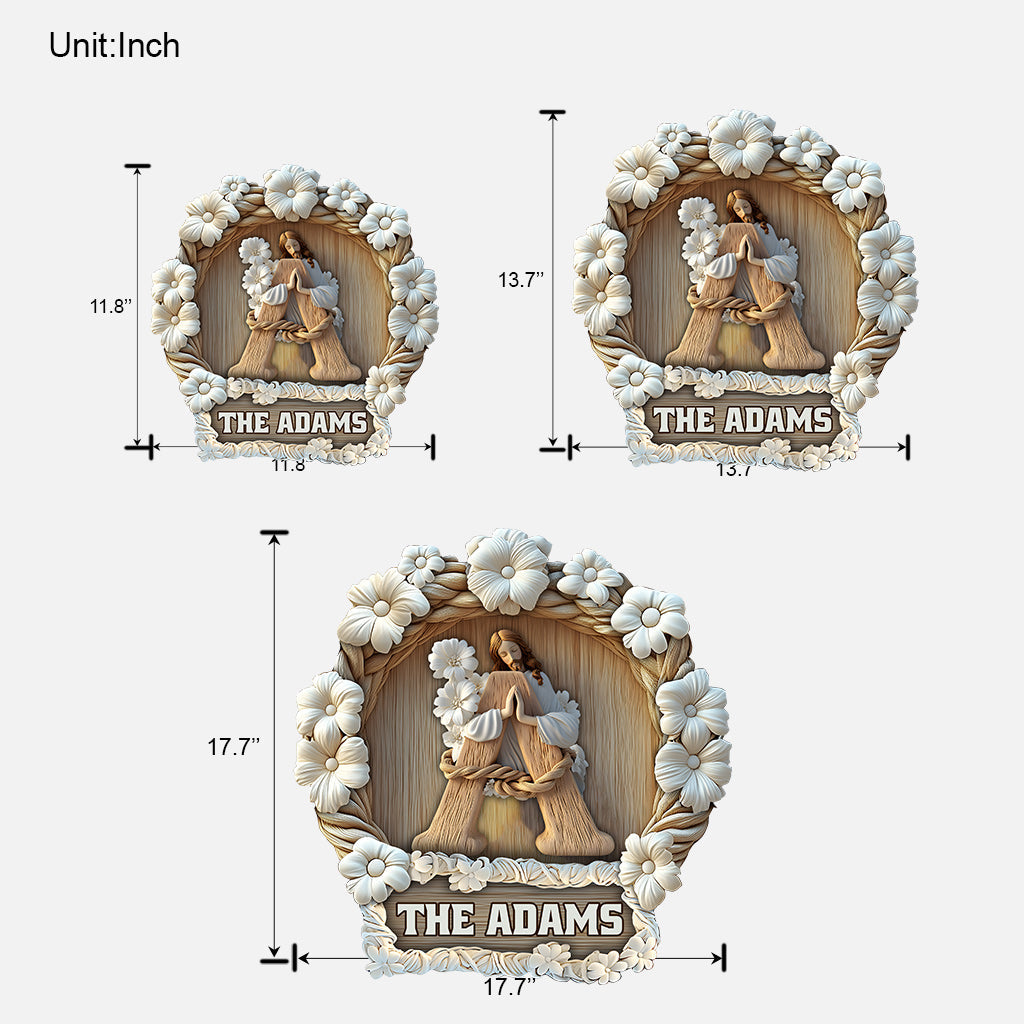Gott segne dieses Haus und alle, die es betreten – personalisiertes christliches Holzschild in individueller Form