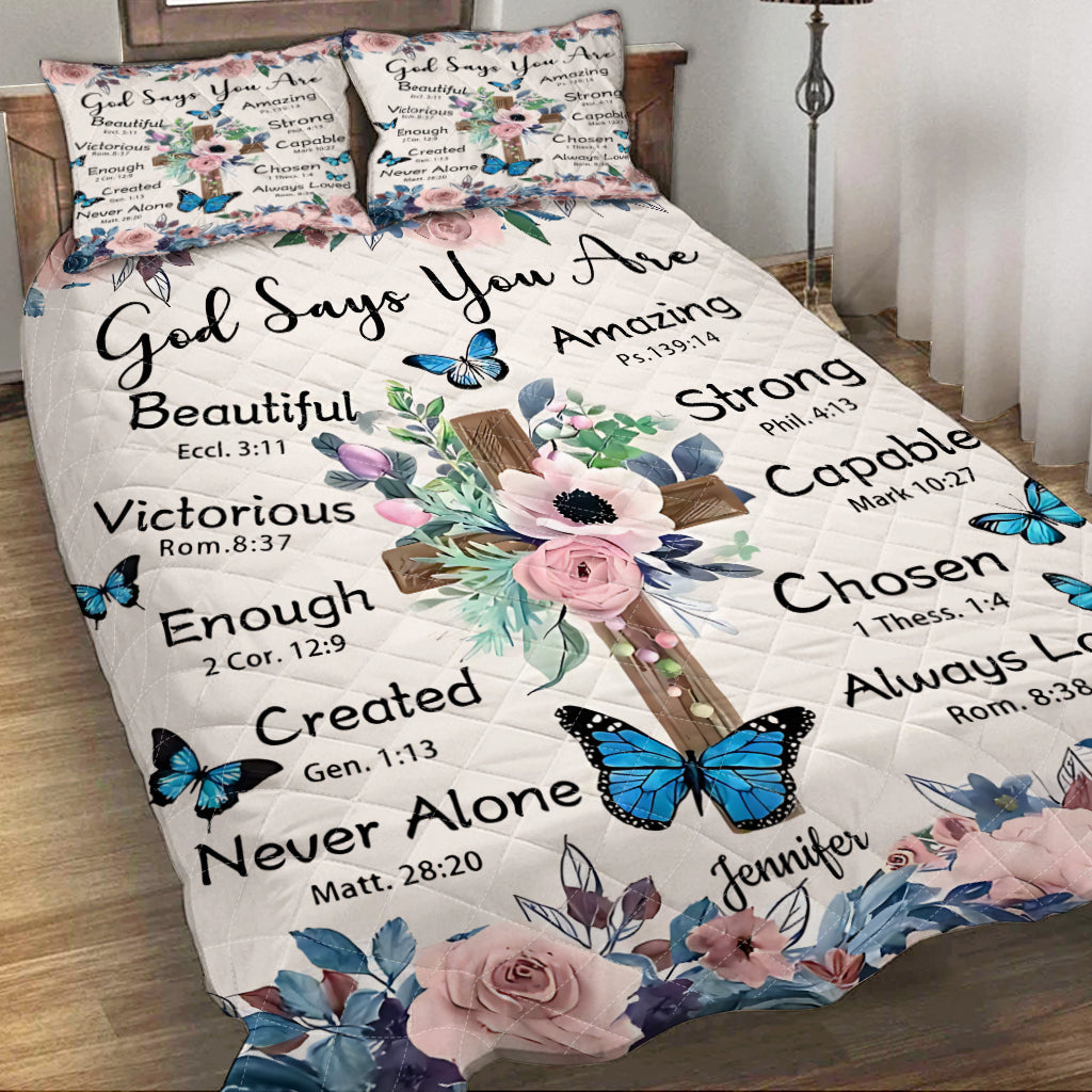 Gott sagt, du bist es – Personalisiertes christliches Quilt-Set
