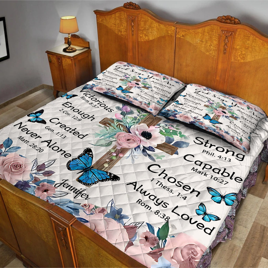 Gott sagt, du bist es – Personalisiertes christliches Quilt-Set