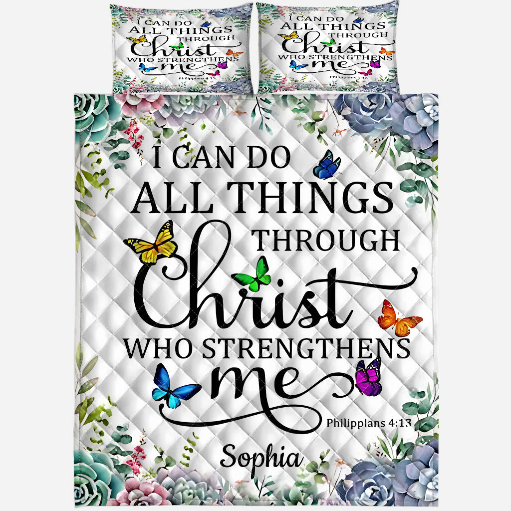 Ich kann alles schaffen – Personalisiertes christliches Quilt-Set