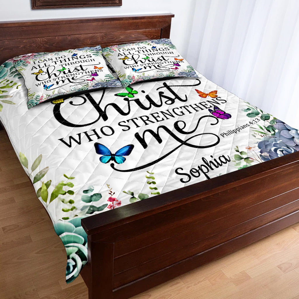 Ich kann alles schaffen – Personalisiertes christliches Quilt-Set