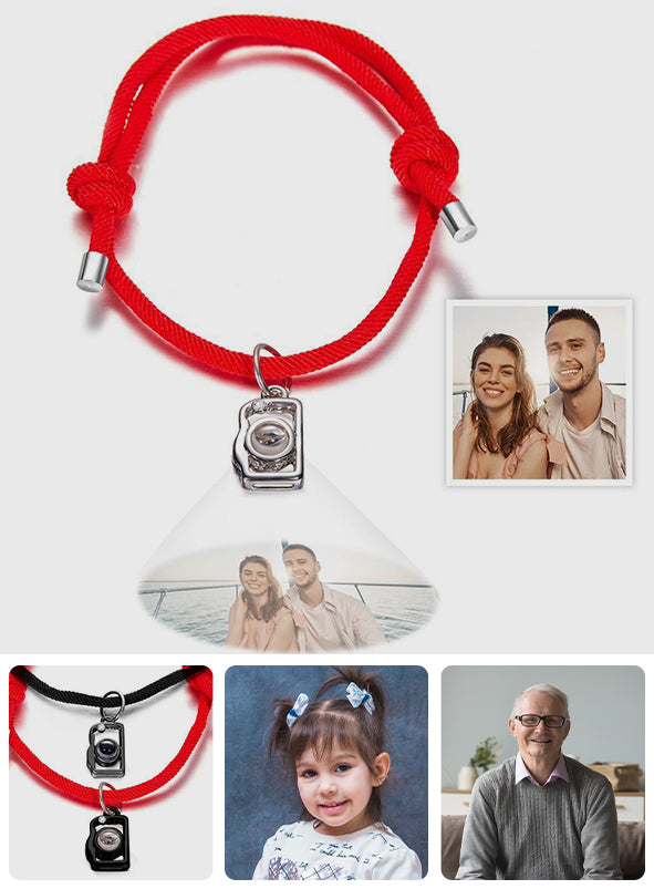 Personalisierter Projektionsfoto-Anhänger mit Kameramotiv – Armband mit Projektionsfoto