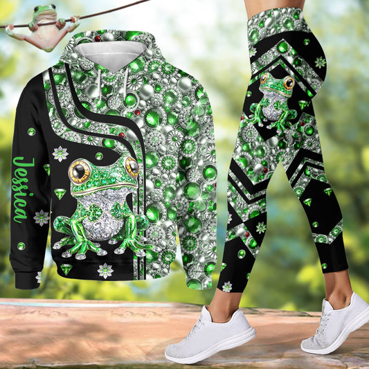 Einfach ein Mädchen, das Frösche liebt – Personalisierter Frosch-Hoodie und Leggings