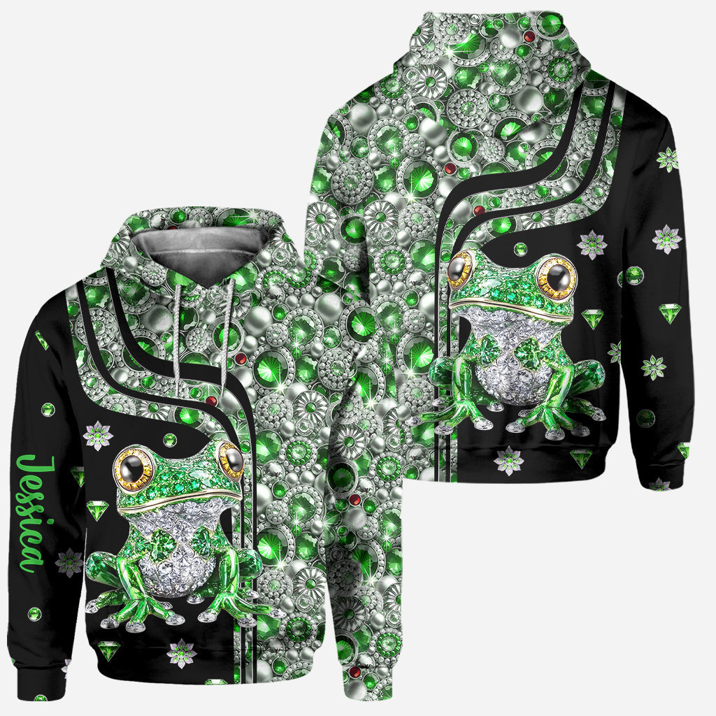 Einfach ein Mädchen, das Frösche liebt – Personalisierter Frosch-Hoodie und Leggings
