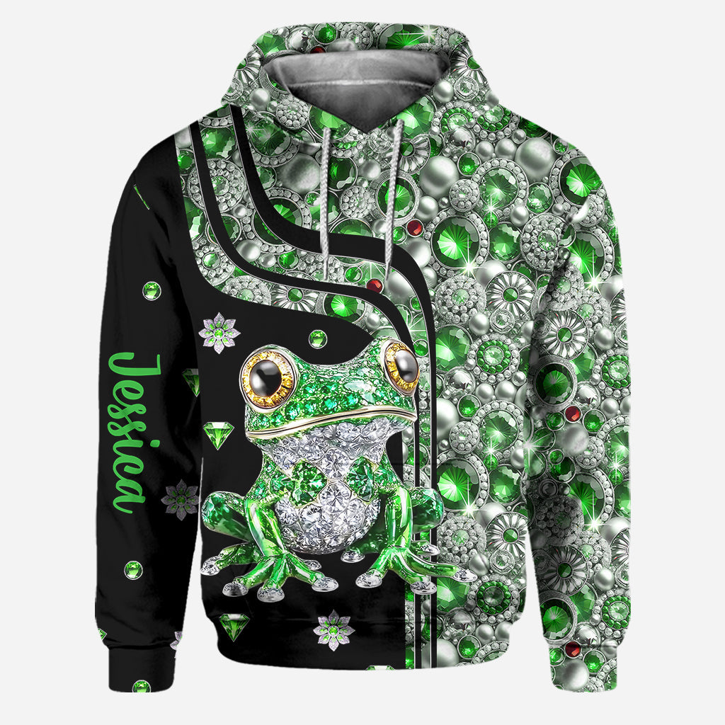 Einfach ein Mädchen, das Frösche liebt – Personalisierter Frosch-Hoodie und Leggings