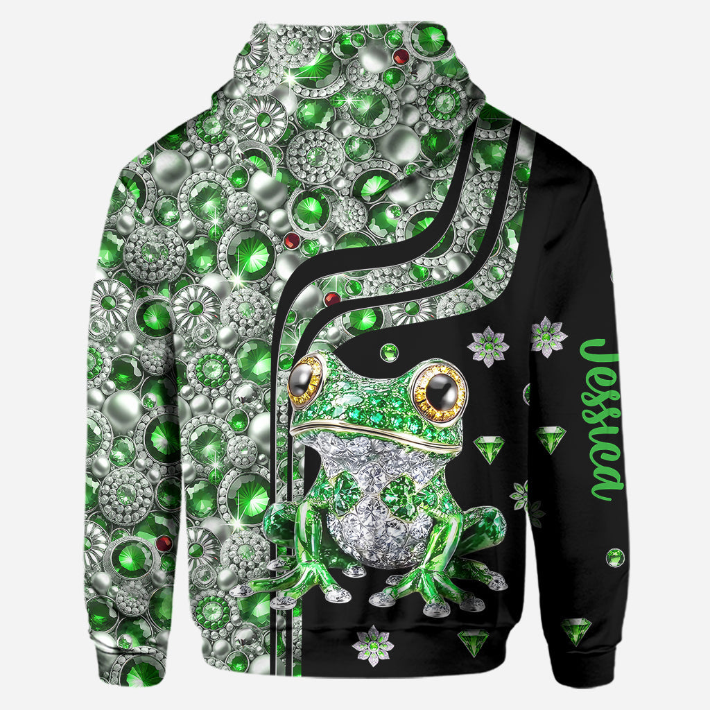 Einfach ein Mädchen, das Frösche liebt – Personalisierter Frosch-Hoodie und Leggings
