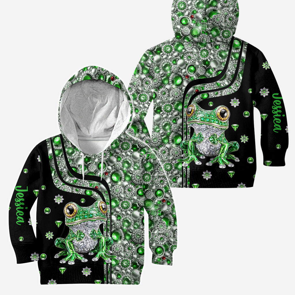 Einfach ein Mädchen, das Frösche liebt – Personalisierter Frosch-Hoodie und Leggings