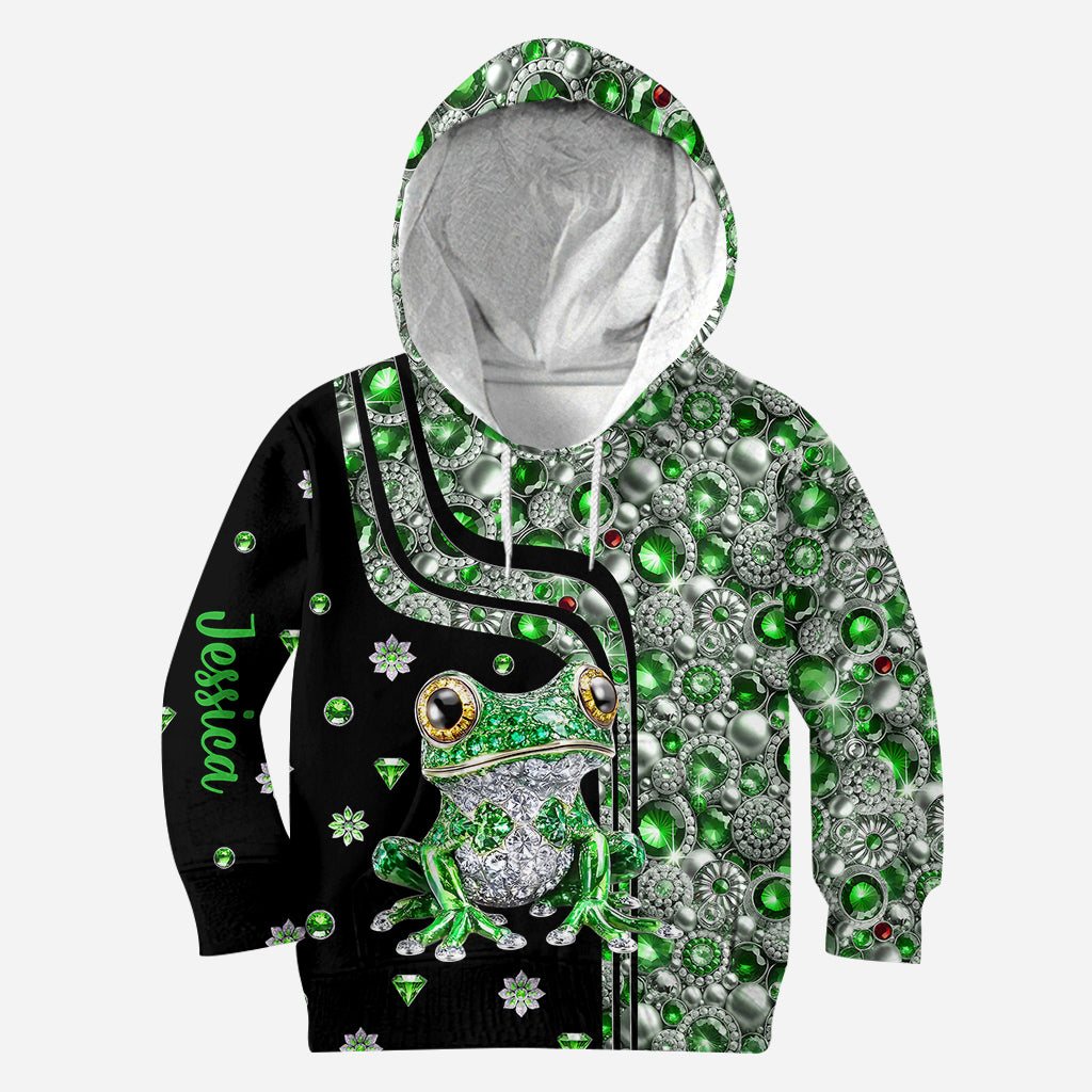 Einfach ein Mädchen, das Frösche liebt – Personalisierter Frosch-Hoodie und Leggings