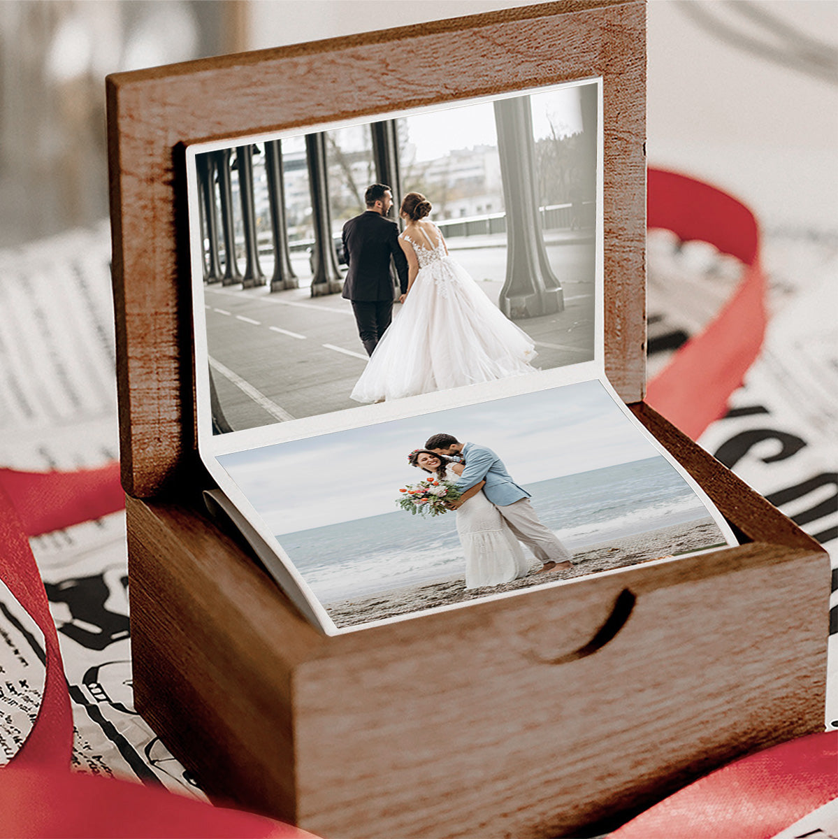 Beliebiges Foto – Personalisierte Fotobox aus Holz für Paare