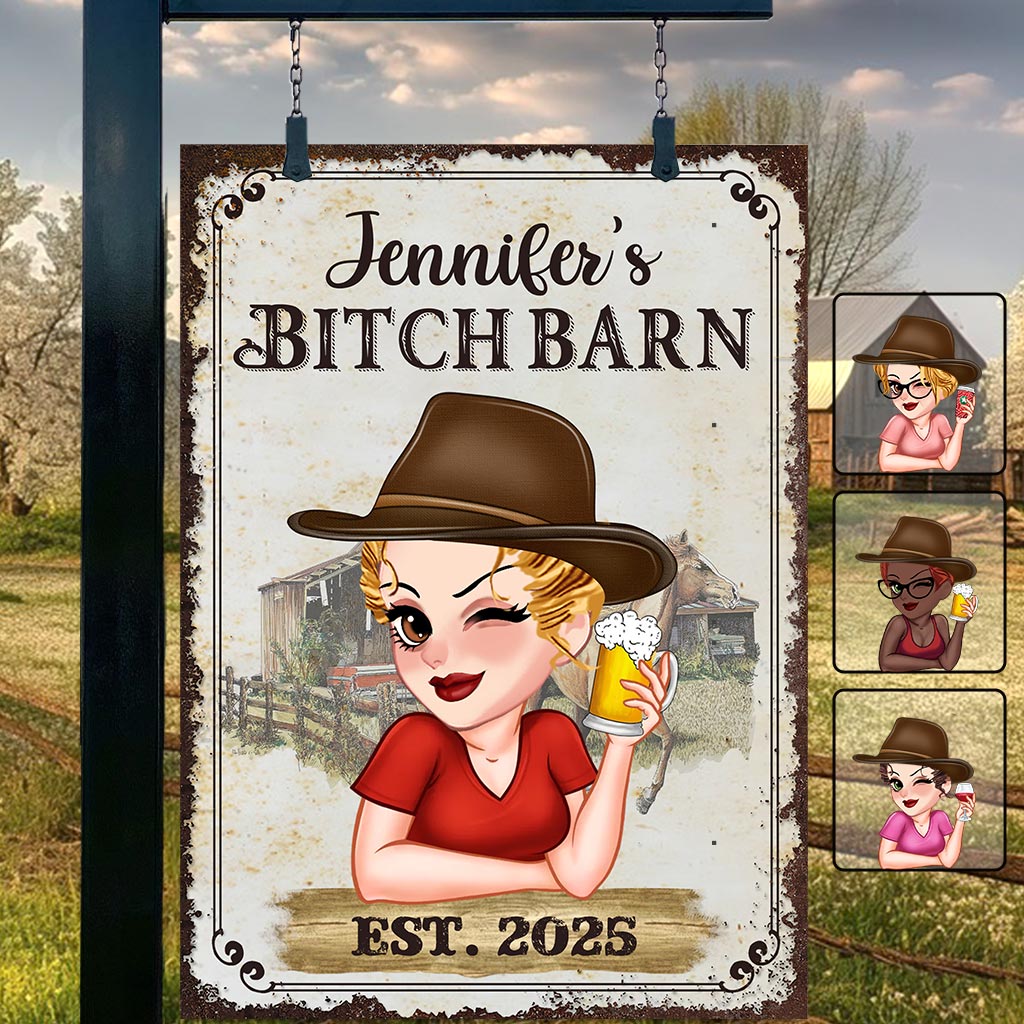 Bitch Barn - Personalized Horse Rectangle Metal Sign