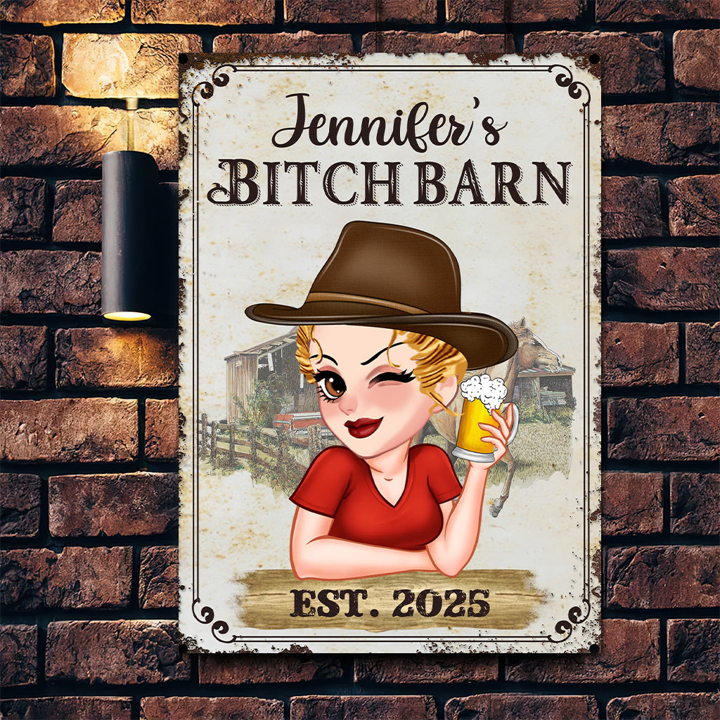 Bitch Barn - Personalized Horse Rectangle Metal Sign