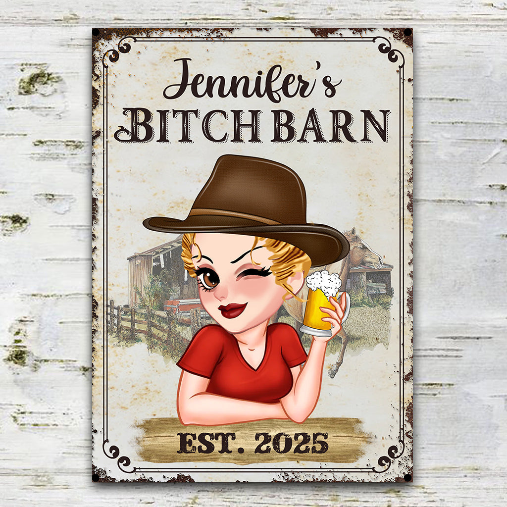 Bitch Barn - Personalized Horse Rectangle Metal Sign
