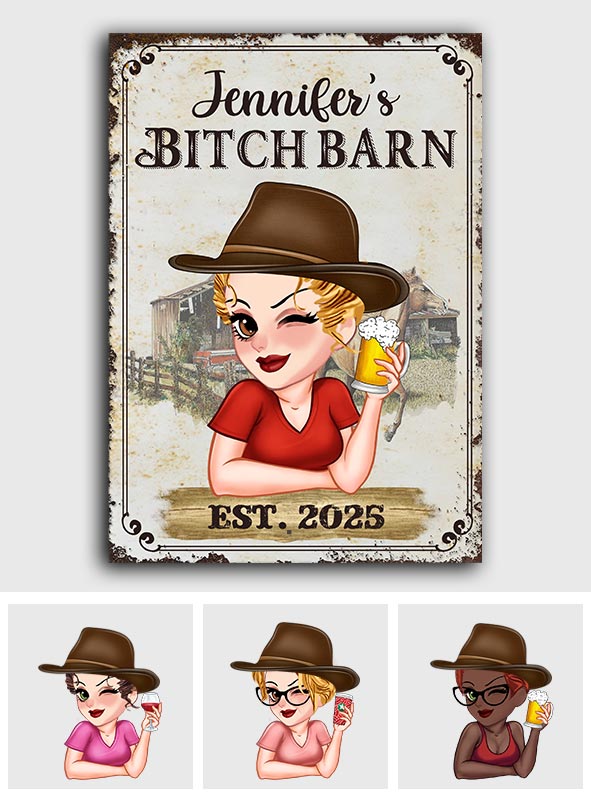 Bitch Barn - Personalized Horse Rectangle Metal Sign