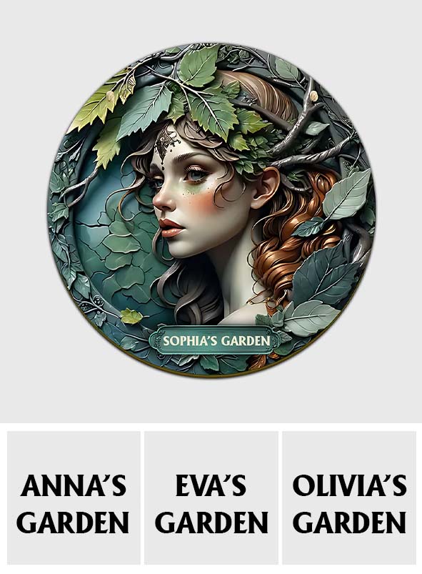 Pflanzenliebhaberin – Personalisiertes rundes Gartenschild aus Holz
