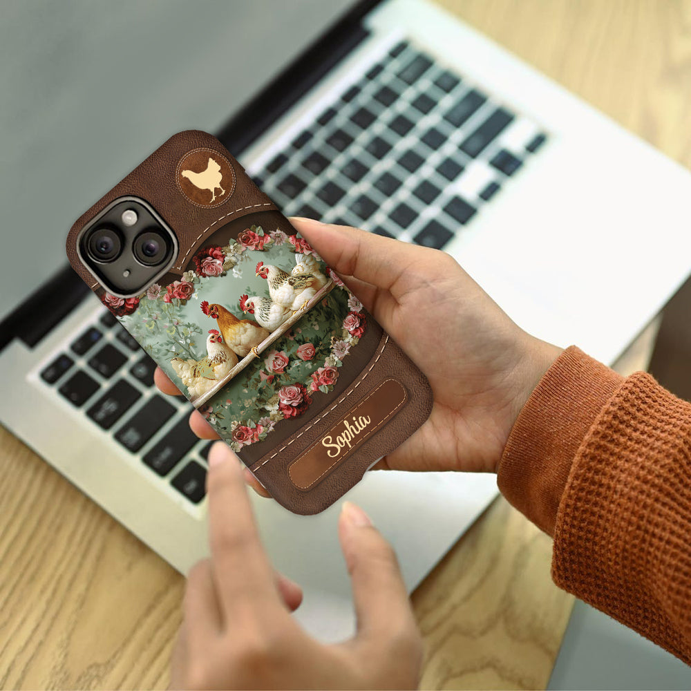 Chicken Lady – Personalisierte Handyhülle mit Hühnermotiv