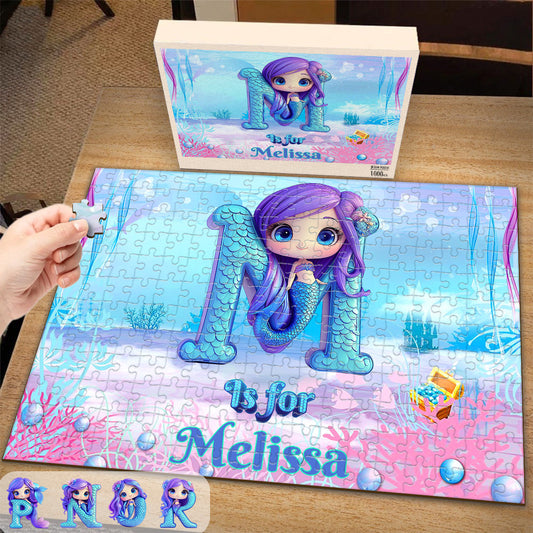 Beautiful Mermaid Letter - Personalized Kid Jigsaw Puzzle