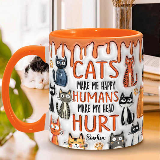 Cats Make Me Happy - Personalized Cat Accent Mug