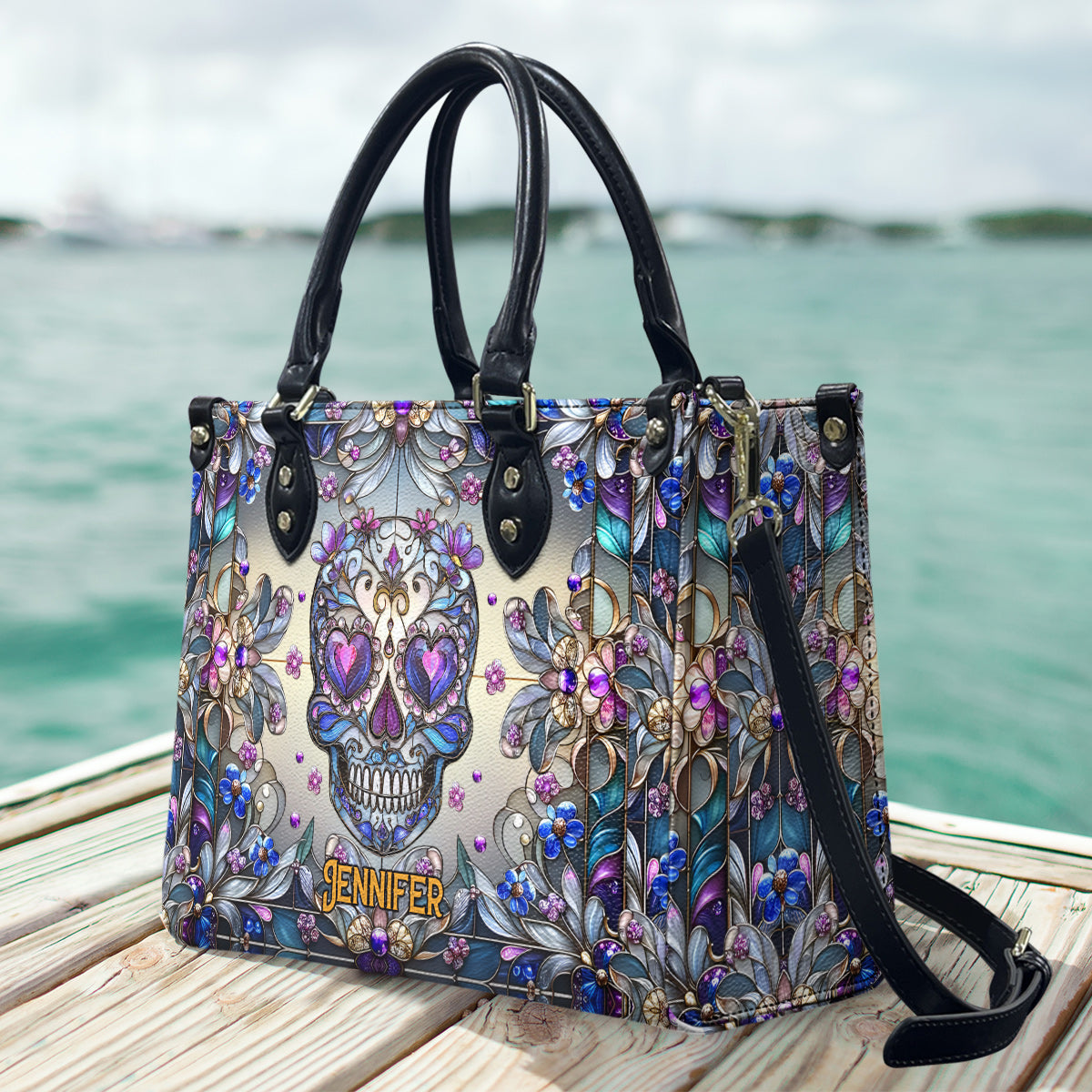 Liebe Totenköpfe – Personalisierte Totenkopf-Lederhandtasche