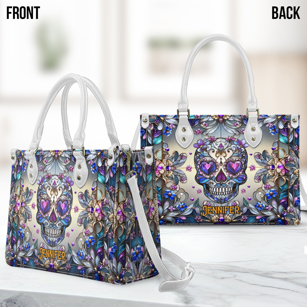 Liebe Totenköpfe – Personalisierte Totenkopf-Lederhandtasche