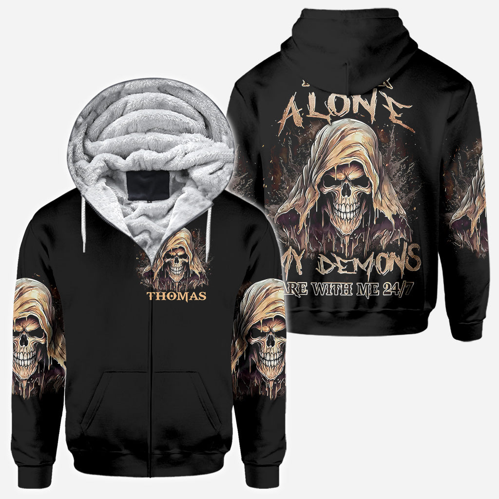 I'm Never Alone - Personalized Skull All Over Shirt