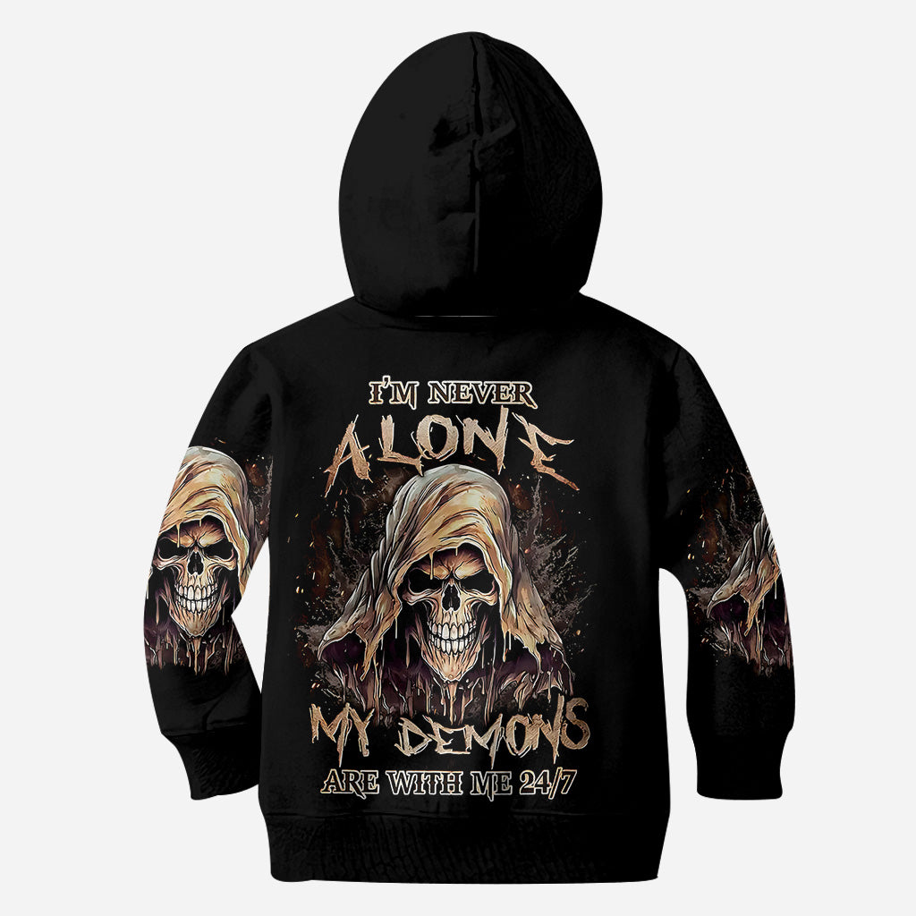 I'm Never Alone - Personalized Skull All Over Shirt