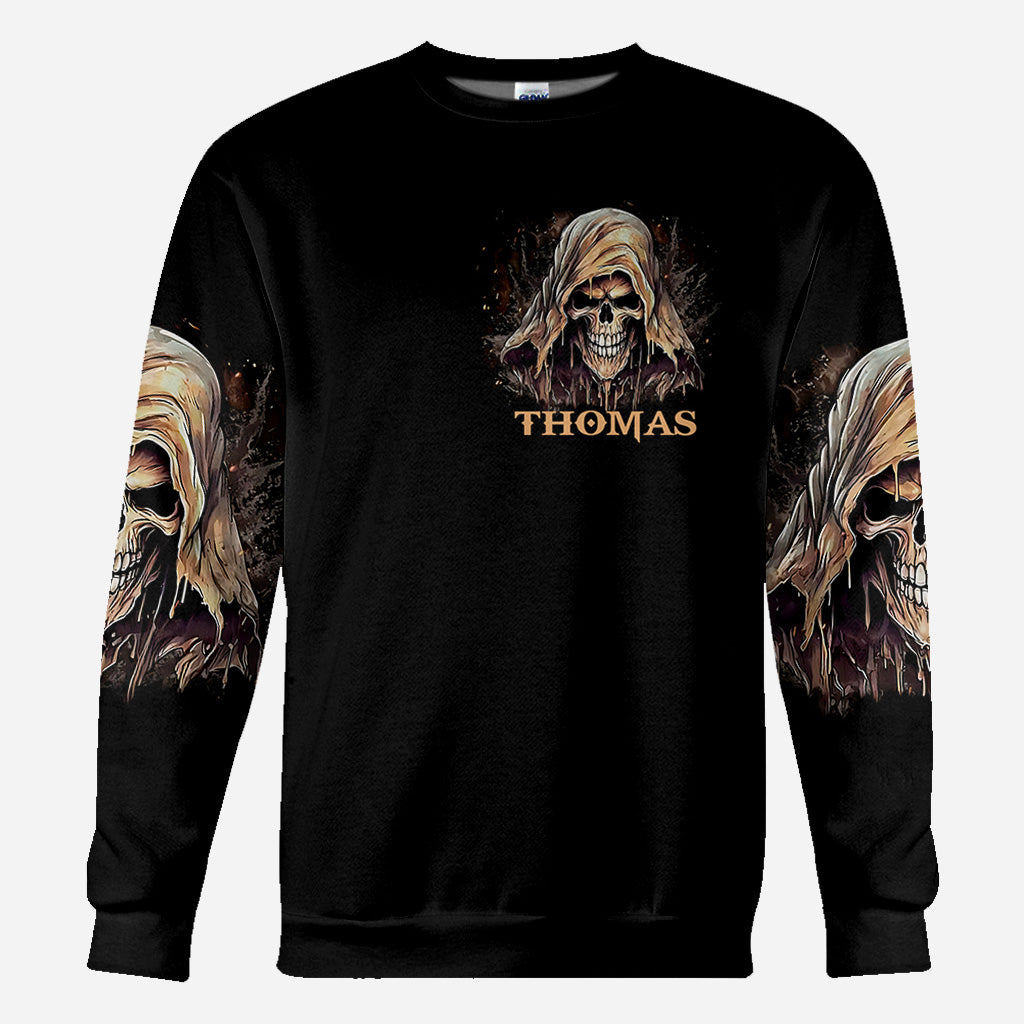 I'm Never Alone - Personalized Skull All Over Shirt