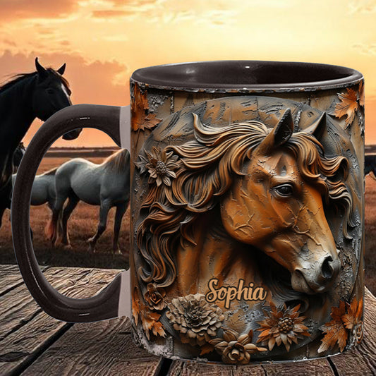 Atemberaubendes, freigeistiges Pferd – personalisierte Tasse mit Pferdemotiv