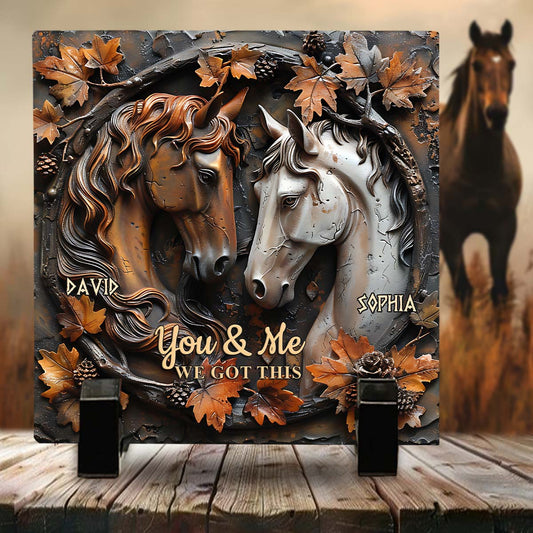 Es gehört dir und mir – personalisierter quadratischer Stein in Pferdeform