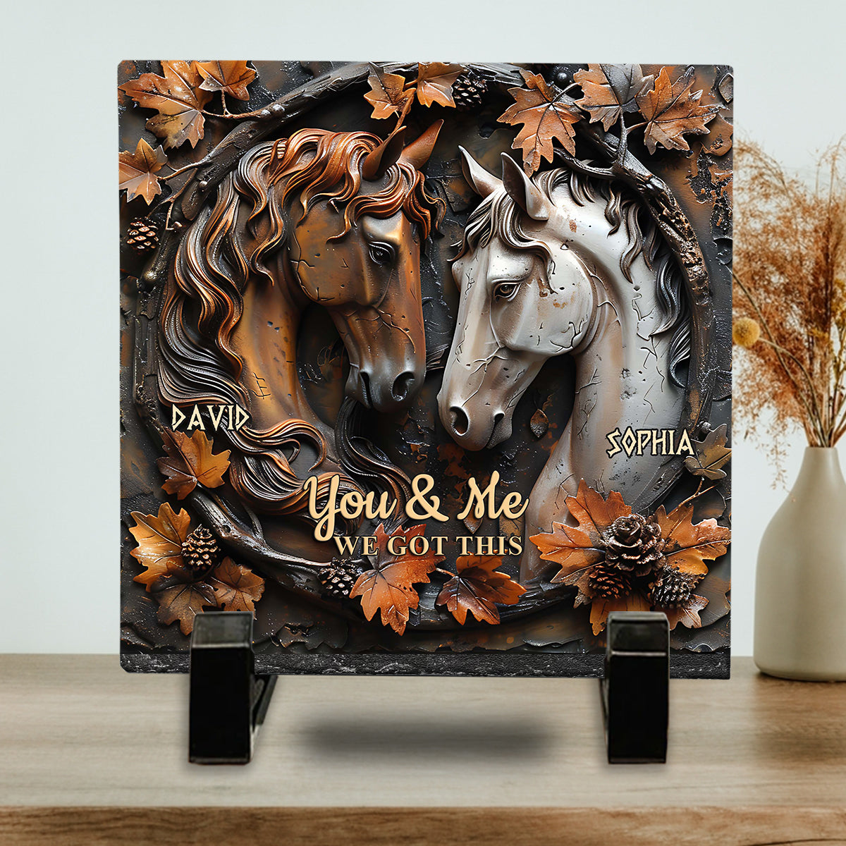 Es gehört dir und mir – personalisierter quadratischer Stein in Pferdeform