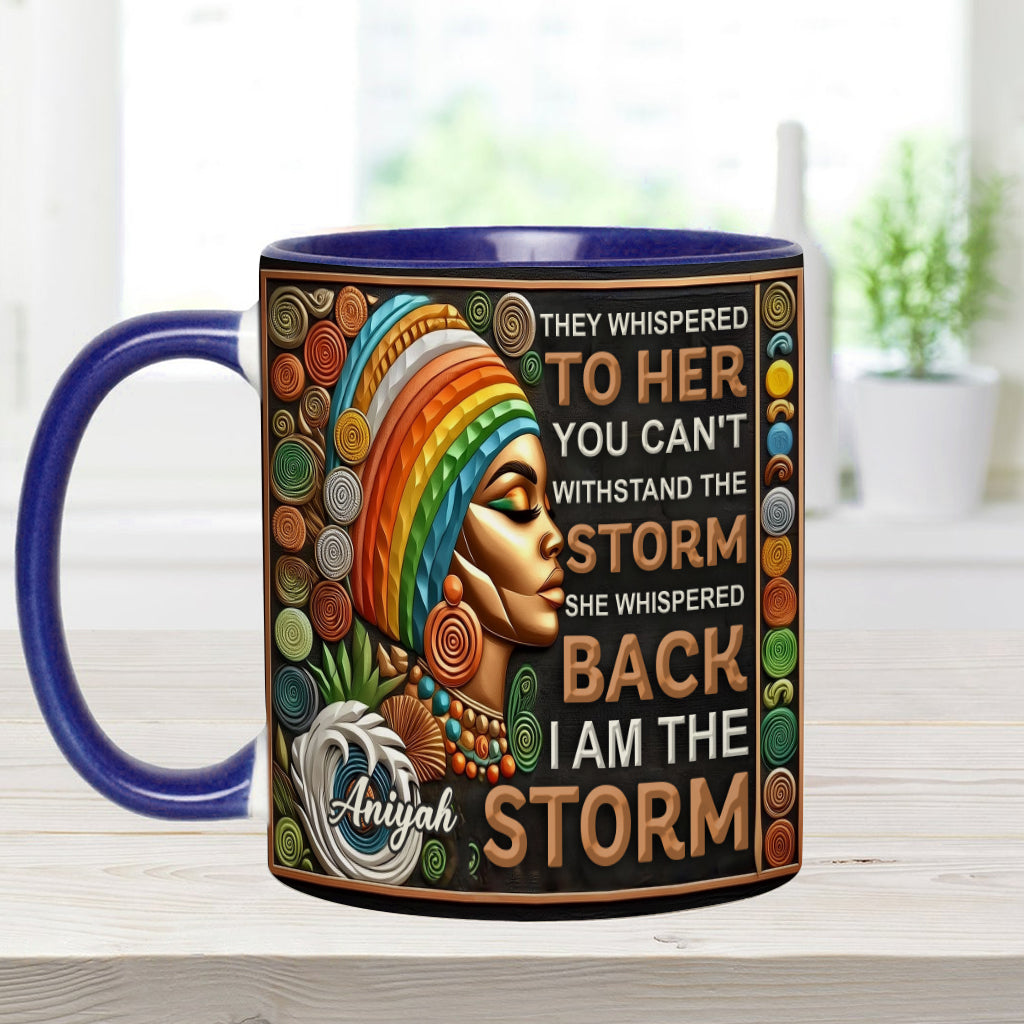 Ich bin der Sturm – Personalisierte Tasse mit afroamerikanischem Akzent