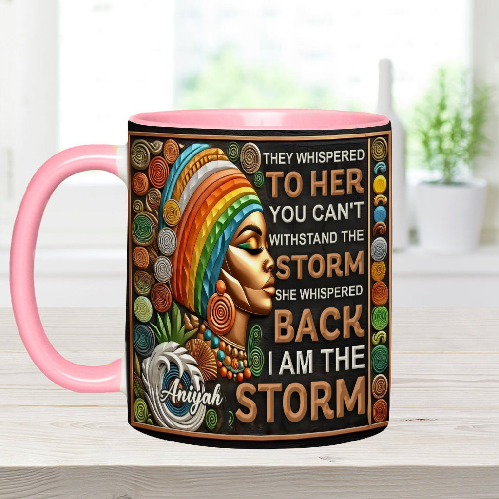 Ich bin der Sturm – Personalisierte Tasse mit afroamerikanischem Akzent
