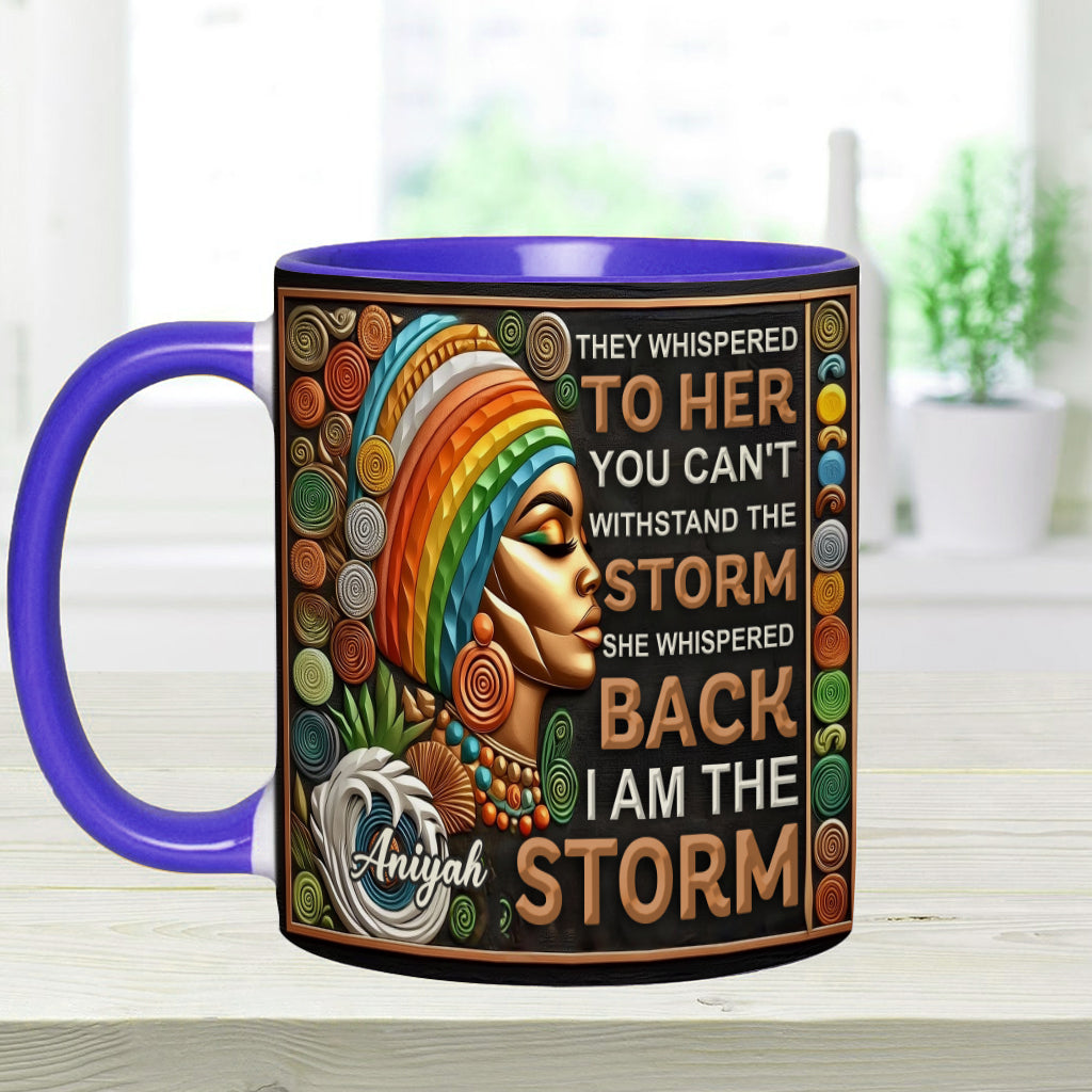 Ich bin der Sturm – Personalisierte Tasse mit afroamerikanischem Akzent