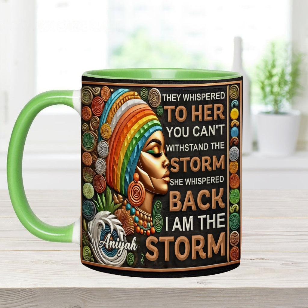 Ich bin der Sturm – Personalisierte Tasse mit afroamerikanischem Akzent