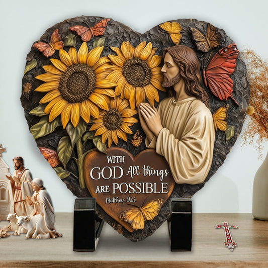 Mit Gott ist alles möglich – Christlicher herzförmiger Stein