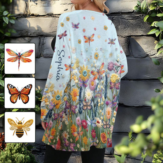 Bestäuber-Blumengarten – Personalisierter Garten-Cardigan