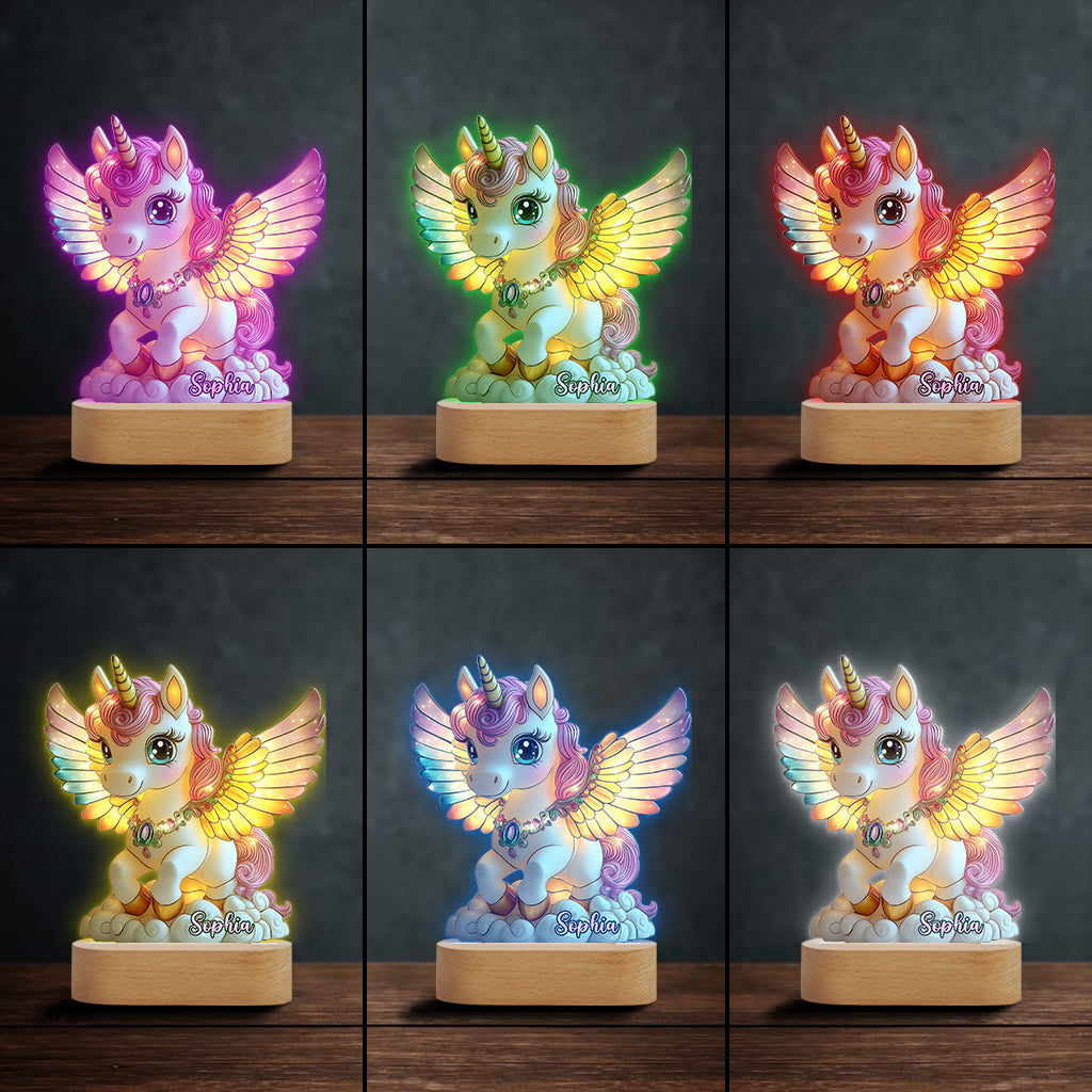 Wunderschönes Einhorn – personalisierte, kindförmige Plakettenleuchte