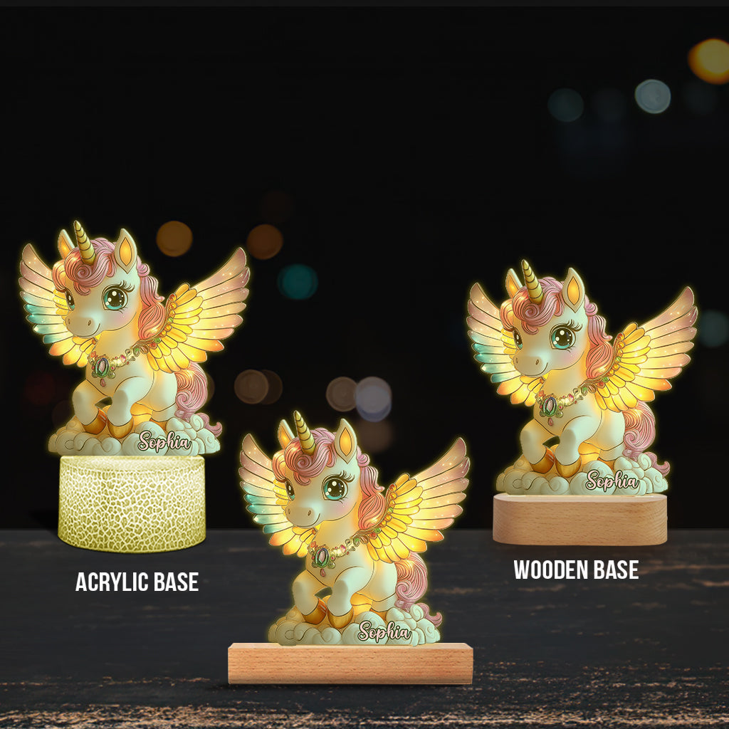 Wunderschönes Einhorn – personalisierte, kindförmige Plakettenleuchte